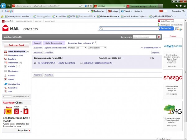 probleme mail sfr