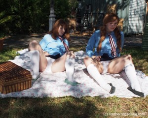 schoolgirls flashing their white panties